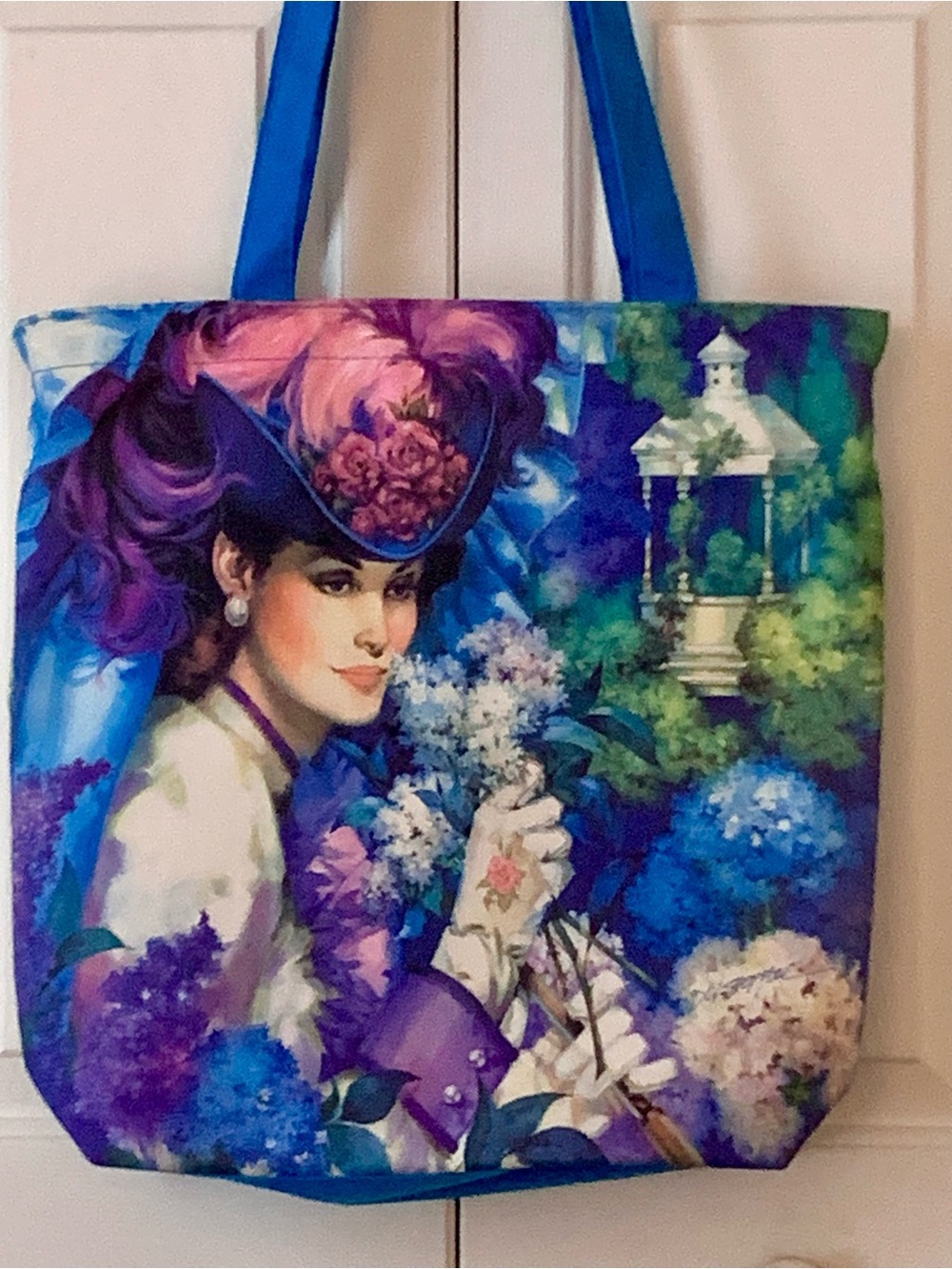 Avon Blue Lady Tote Bag Features The Canvas Painting “Southern Belle Charm”